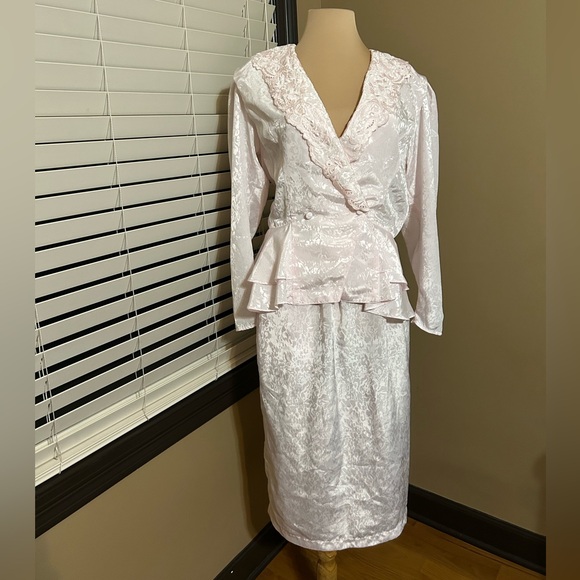 in the mood Dresses & Skirts - In The Mood Pale Pink Skirt Set with Subtle Jacquard